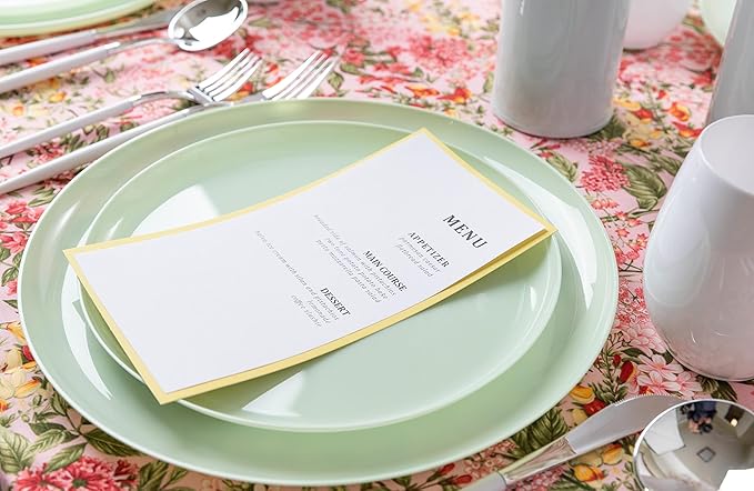 [30 Pack 10.7''] Mint Green Plastic Party Plates Edge Collection Premium heavyweight Elegant Disposable Tableware Dishes