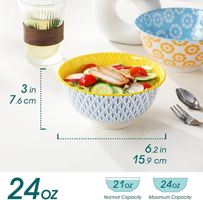 vancasso SELENE 24 oz Cereal Bowls Set of 6, Porcelain Soup Bowls | - Image 2