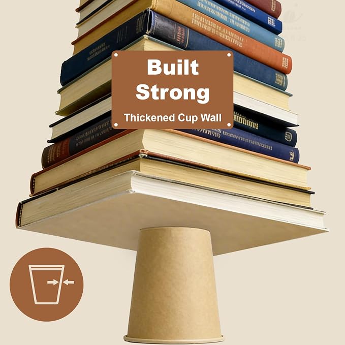 8 oz 50 Pack Disposable Coffee Cups, Bulk Brown Disposable Paper Cups, Coffee - Image 5