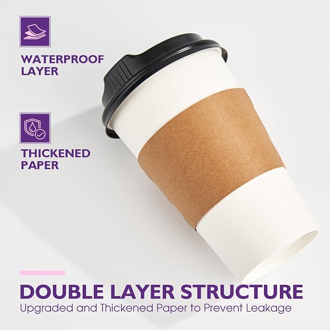 16 oz 50 Pack Disposable Coffee Cups - Image 6