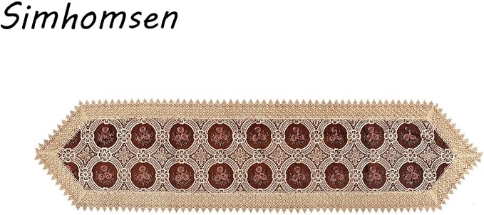 Embroidered Vintage Floral Lace Burgundy Table Runner 16 × 72 Inch - Image 2