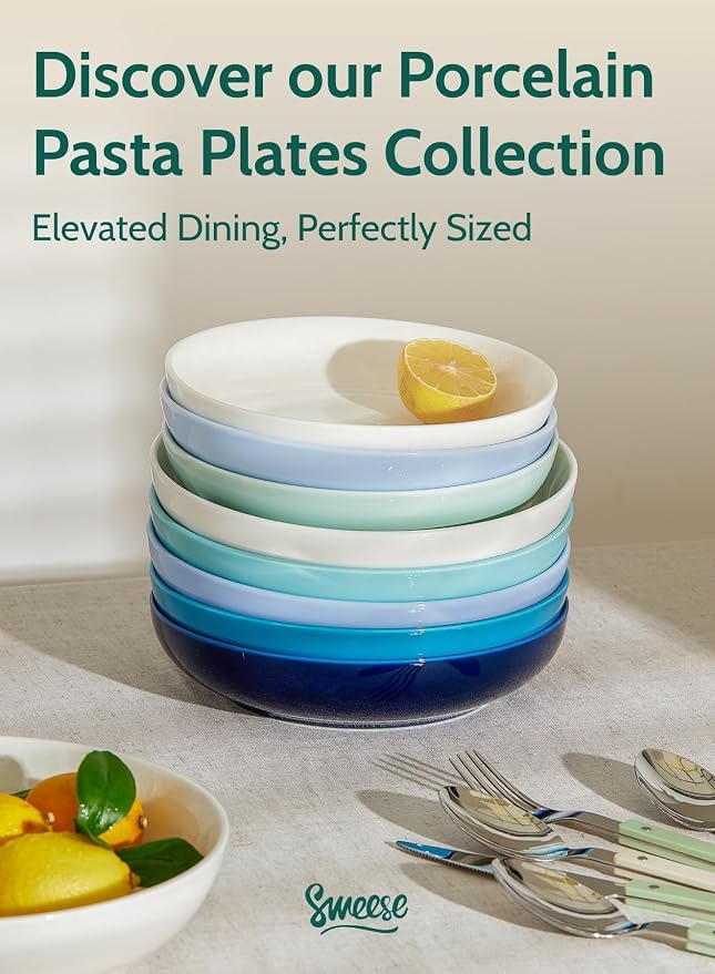 Sweese Pasta Bowls, 22 Ounce Salad Serving Bowls Set of 6, 7.6 Inch Porcelain - Image 8
