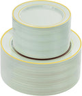 NOCCUR 200PCS Sage Green Plastic Plates for 100 Guests - Include 100PCS 10" Dinner/ 100PCS 7" Dessert Plastic Plates Heavy Duty - Ideal for Wedding&Party