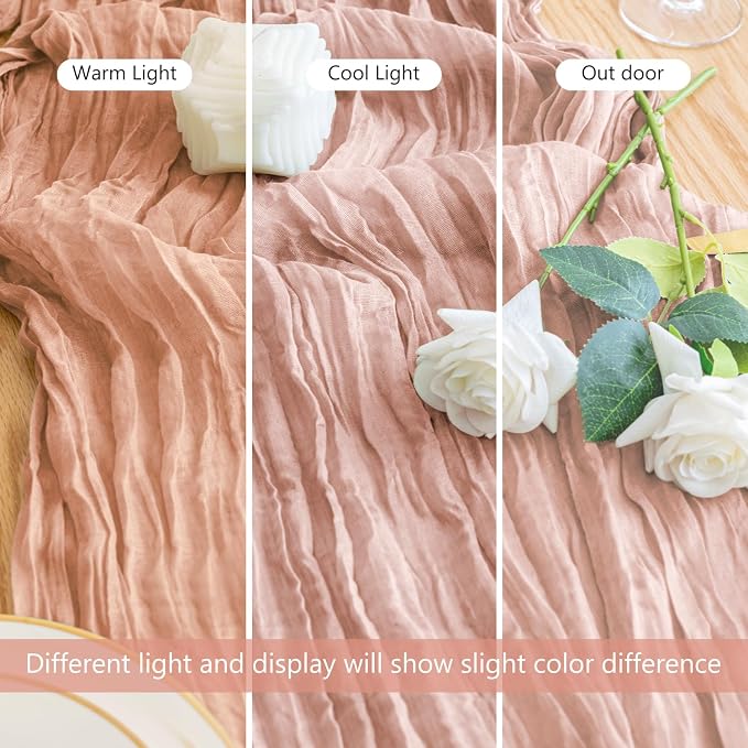 Cheesecloth Table Runner 10FT Dusty Pink Summer Boho Gauze Sheer Runners | - Image 5