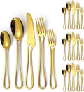 Gold Silverware Hollow 20 Piece Flatware Set by A%C2%B7HOUSEWARE
