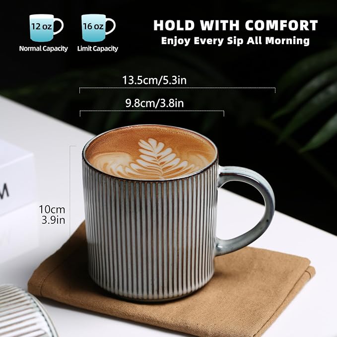 MONITO Coffee Mugs Set of 6, 16 oz Mugs Set, Ceramic Coffee Cups - Image 2