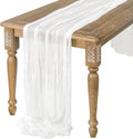 Ling's Moment 10Ft x 35" Wide Brilliant White Gauze Semi-Sheer Table Runner by LingsMoment