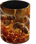 Leather Pen Holder for Desk, Bee Hive Pencil Cup Pen Organizer Makeup Brush by Unknown