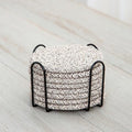 8 Pcs Drink Coasters with Holder, Handwoven Cotton Coasters Set Stackable Absorbent Minimalist Home Decor for Table, Cup, Mug (Beige)