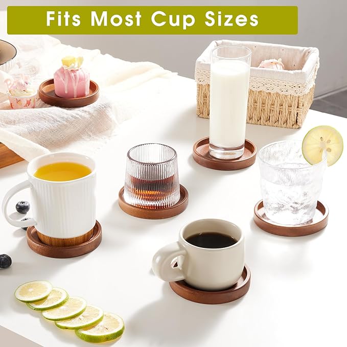 Set of 6 Wooden Coasters with Holder-Coffee Table Coasters - Image 6