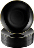 100 PCS Black Gold Plastic Plates, 10 inch Black Disposable Plates for Party, Plastic Dinner Plates for Party, Graduation, Birthday, Wedding