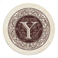 Thirstystone Monogram Round Natural Sandstone Coaster 4 Pack | 4" Diameter by Thirstystone