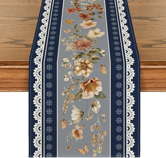 Artoid Mode 210 GSM Fall Table Runner 13x90 Inch Home Party Decor | Blue by ArtoidMode