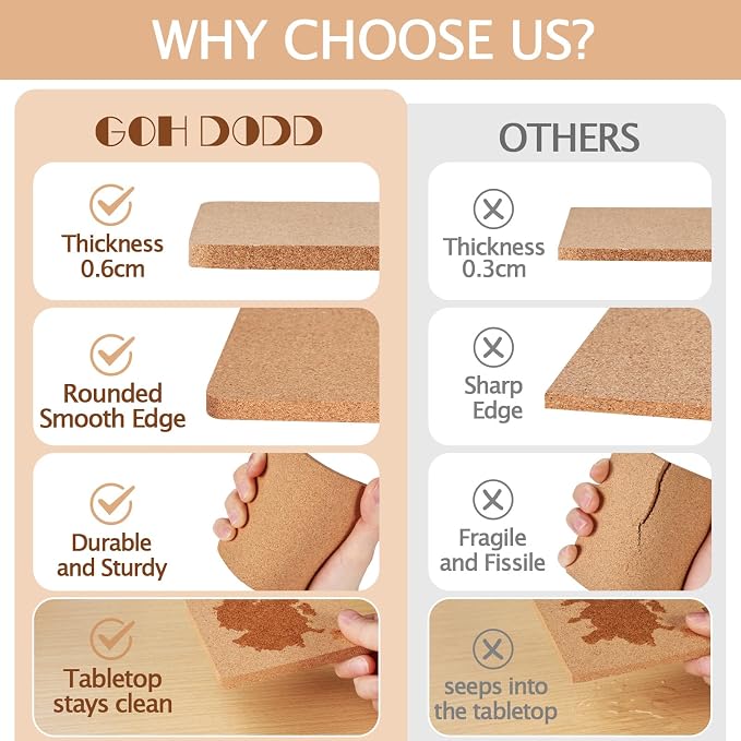 160 PCS Cork Coasters for Laser Engraving, Thick Absorbent Blank Coasters | 4 - Image 4