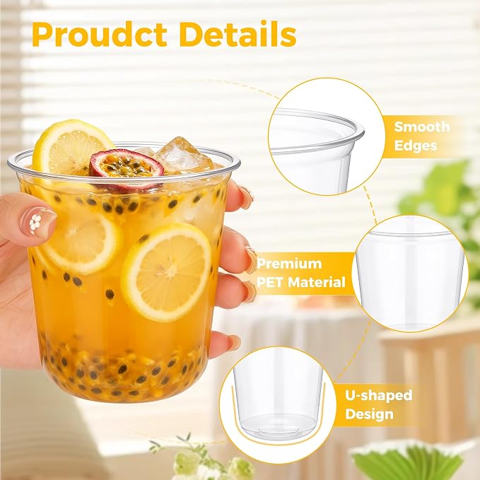 KesaPlan 200 Pcs 12oz Plastic Clear Cups, Disposable Wine Cocktail Glasses | - Image 4