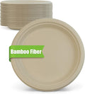 Green Earth, 9-Inch, 500-Count, Compostable Plates, Natural Bamboo Fibers, Everyday Tableware - Biodegradable Disposable Round Shape Microwave-Safe Gluten-Free Eco-Friendly