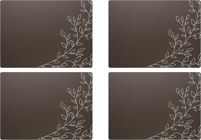 Royalty Art Brown Boho Placemats, 4 Pc. Set, Non-Slip Cork Backed, Wipeable Heat Resistant Surface for Kitchen and Dining Table Protection, Cute Floral Pattern for Farmhouse or Rustic Decor