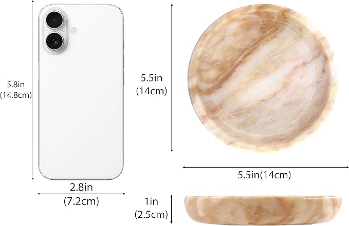 Small Natural Marble Jewelry Tray Key Plate Holder Dish Trinket Decor Catch All - Image 2