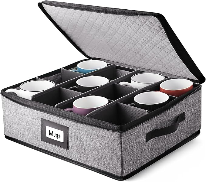 Hearth & Harbor Coffee Mug Storage, Quilted and Stackable Coffee Cup Storage by HearthHarbor