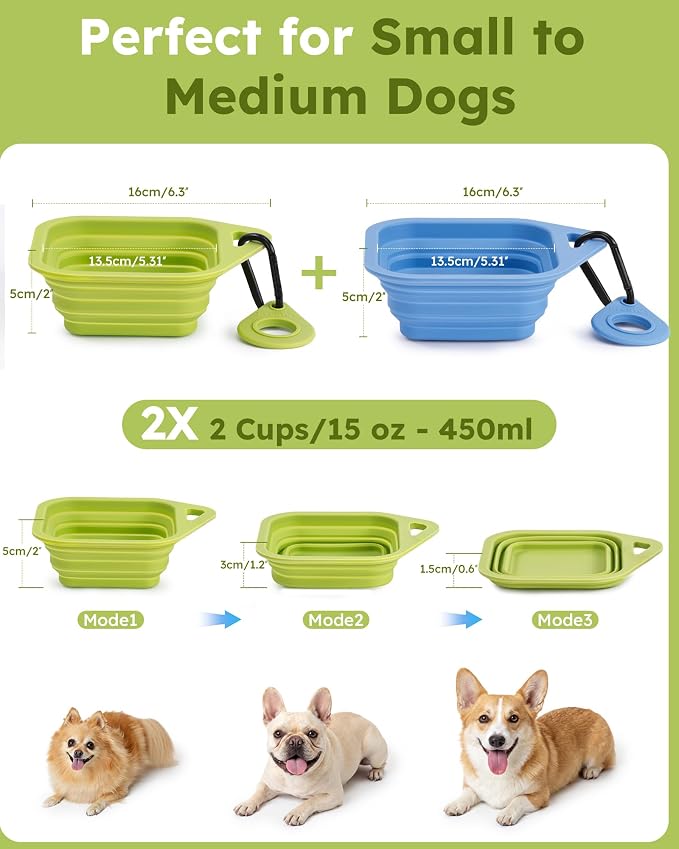 Pecute 2 Pack Foldable Dog Bowls - Image 8