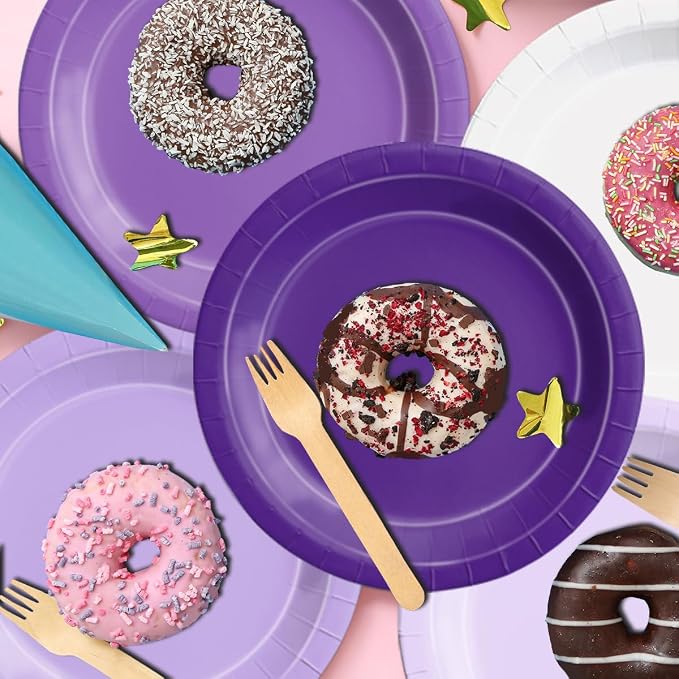 CMUSKO Lavender Party Supplies-60Pcs Purple Plates and Napkins Kit Gradient - Image 2