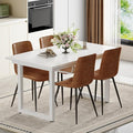 Extendable Dining Table Set for 4, 55"–71" Modern White Kitchen Table with 4 Upholstered Chairs, Space-Saving for Living Room Apartment, Sturdy & Comfortable, Easy Assembly