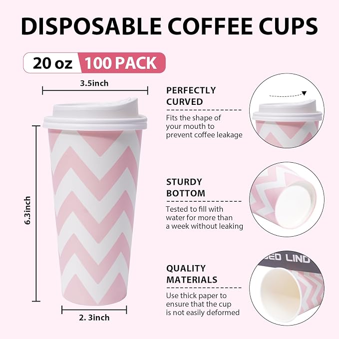 Tamone 100 PACK 20OZ Pink Coffee Cups - Image 2