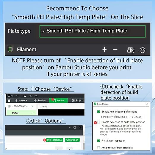 IdeaFormer Smooth Kaleidoscope PEK+Textured PEI Spring Steel Sheet 257x257mm,Flexible PEK+PEI Without Magnetic Build Plate for Bambu Lab X1/X1C/X1E/P1P/P1S/A1 3D Printers.