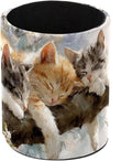 Leather Pen Holder for Desk, Sleeping Cat Pencil Cup Pen Organizer Makeup Brush by Unknown