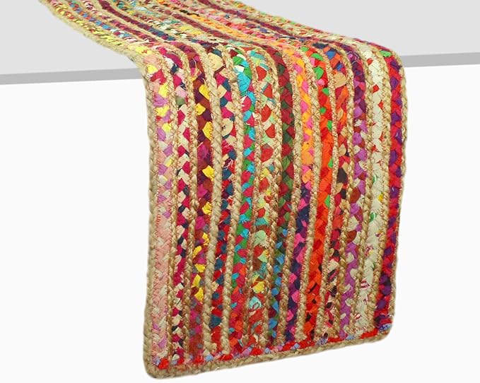 COTTON CRAFT Jute Chindi Table Runner by COTTONCRAFT