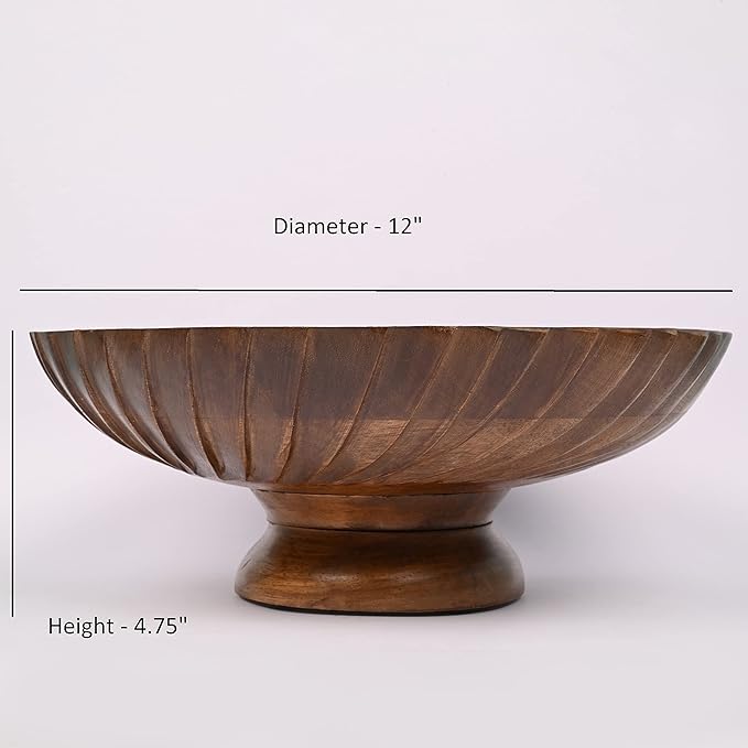 EDHAS Mango Wood Decorative Wooden Bowl Hand Carved Home Decor - Image 6