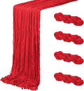 4 Pack Red Cheesecloth Table Runner 20 x 120 inch Gauze Table Runners 10 FT Long by ACSUIT