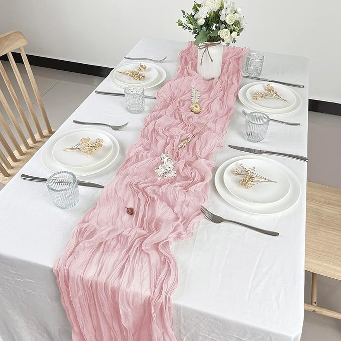 12 Pack Rose Gold Cheesecloth Table Runner 10ft Boho Gauze Cheese Cloth Table - Image 2