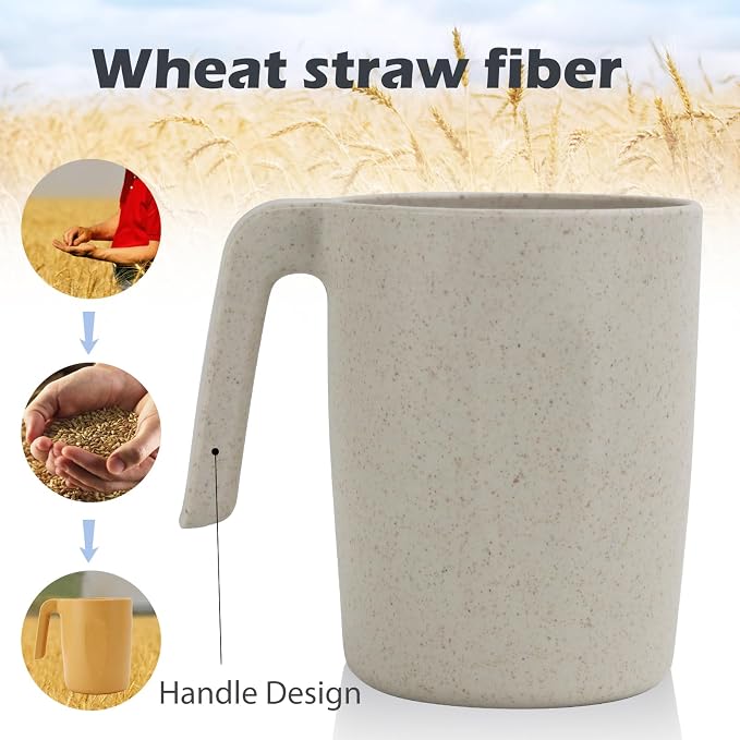 PYRMONT Wheat Straw Cups Set of 6 Alternative Plastic Cups 16 Oz Reusable Cups - Image 7