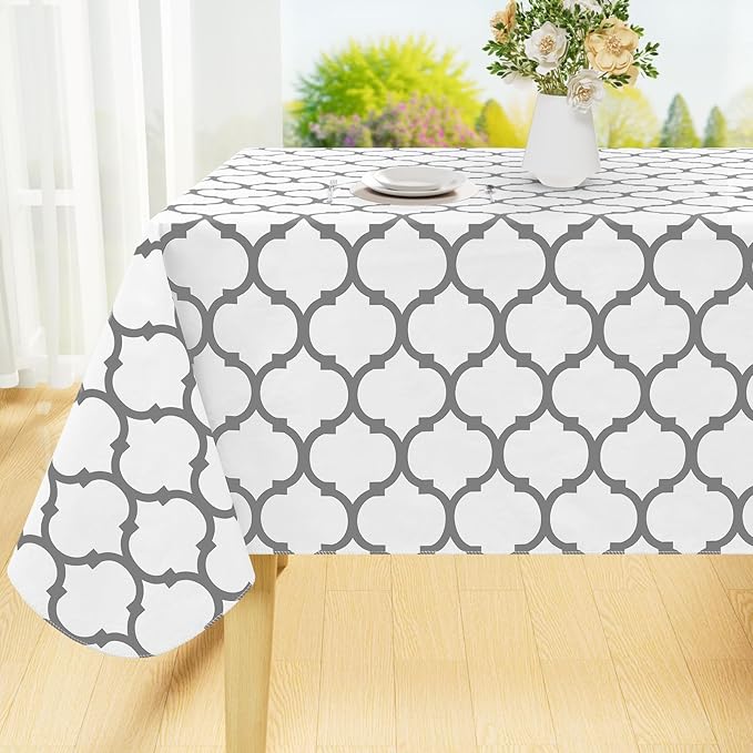 Smiry Square Table Cloth, Waterproof Vinyl Tablecloth with Flannel Backing for Square Tables, Wipeable Spillproof Plastic Tablecloths for Dining, Camping, Indoor and Outdoor (70"x70", White)