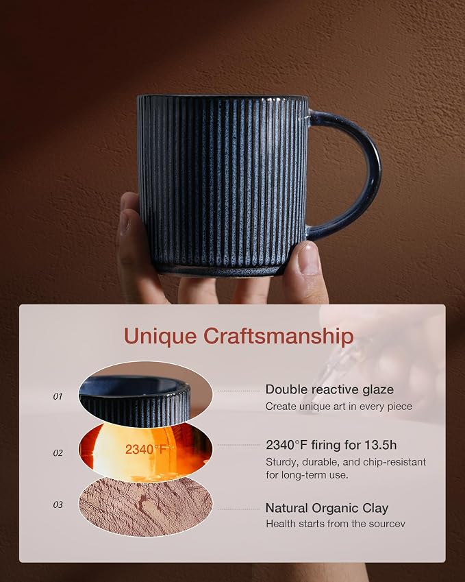 famiware Coffee Mug Set for 4, Star 12 oz Catering Mugs Cup Set - Image 3
