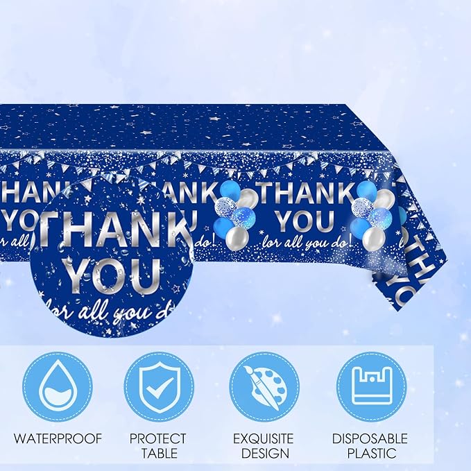 41Pcs Blue Silver Thank You Decorations Thank You - Image 5