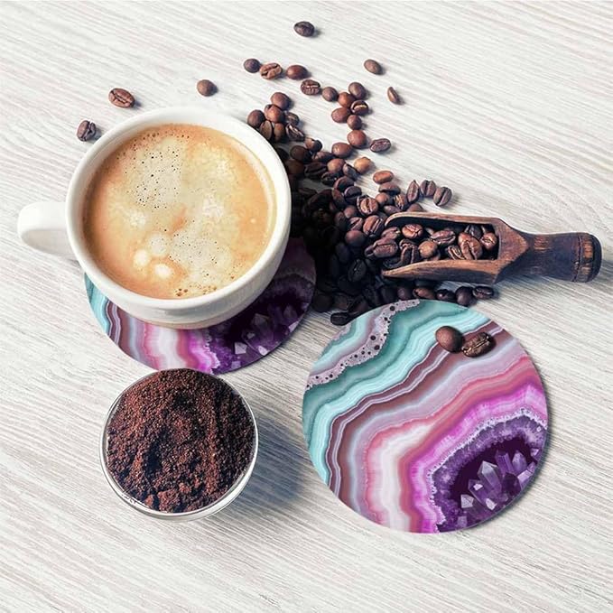 Liquid Modern Art Cup Coasters Set of 2 Contemporary Artwork Unique Trendy Design Wooden Table Apartment Decor 100% Diatomite for Drinking Glasses,4 Inches