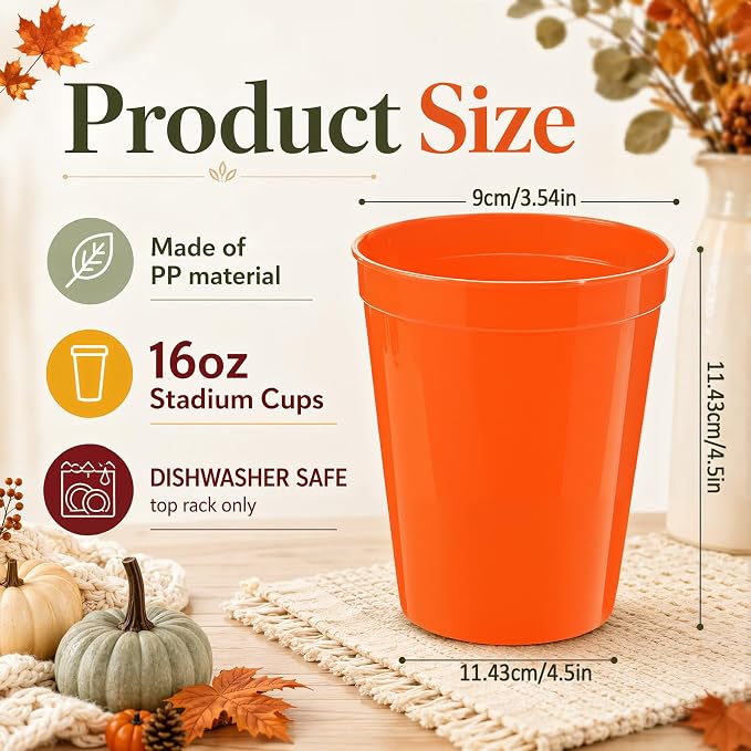 Yungyan 50 Pack 16 oz Stadium Cups Reusable Plastic Cups Blank Drink Stadium - Image 2