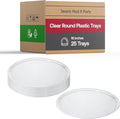 Smarty Had A Party 16 Inch Clear Round Plastic Serving Tray – Heavy-Duty Plastic Serving Trays for Catering, Parties & Buffets, Elegant Disposable Party Platters for Food – Set of 25