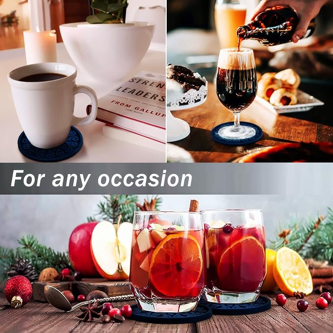 Coasters for Drinks, Resistant Reusable Silicone Coasters - Image 6