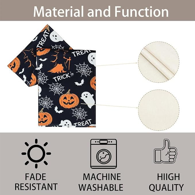 Halloween Table Runner Decorations Trick or Treat Kitchen Decor 13x72inch | - Image 4