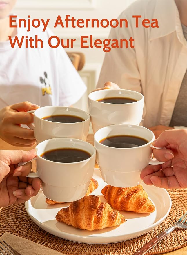 Sweese 10 oz Stackable Porcelain Coffee Mugs, Tea - Image 3