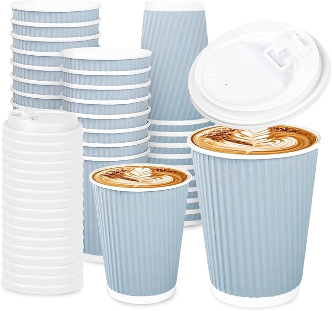 Whaline 100 Pcs Light Blue Disposable Coffee Cups by Whaline