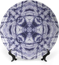 Decorative Plates, Abstract Print Ornament, Modern Art Generated Resisting Twisting Fractal, 8 Inch, Kitchen Wall Decor, Lavender Blue Indigo