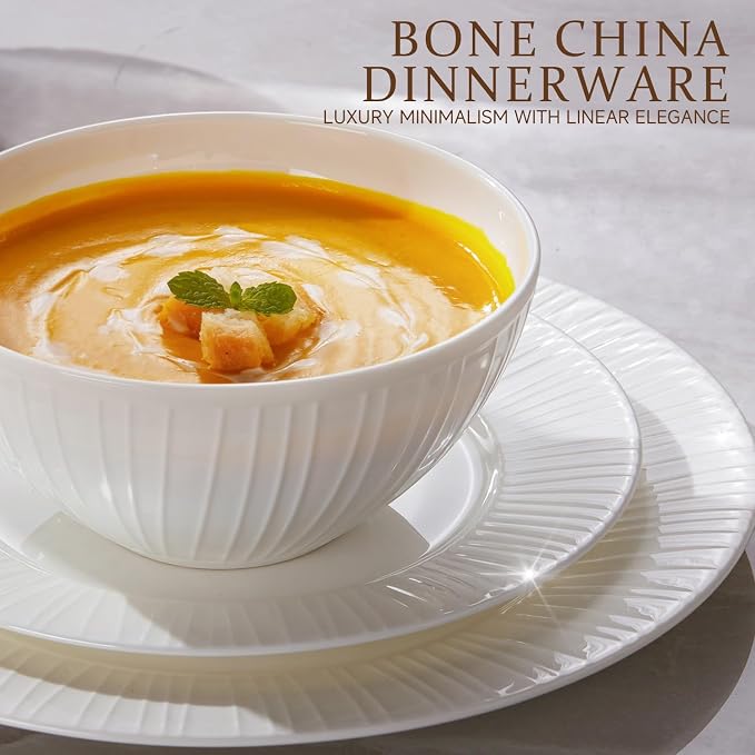 24Pc Bone China Dinnerware Set & 40Pc Flatware Combo Set - Image 4