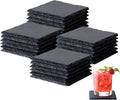 Slate Coasters Set of24,4-Inch Black Square Stone Drink Coasters with Scratch-Resistant Backing,Durable Tabletop Protection for Home Office Kitchen,Ideal Housewarming Wedding Gifts