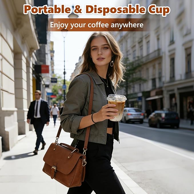 50 Pack 16 oz Disposable Iced Coffee Cups With Sip Lids , Clear Plastic Cup for Cold Boda Tea Smoothie Slushie Milkshake Togo Drinking for Party , Drink Shop Coffee Bar Accessories Supplies , BPA Free