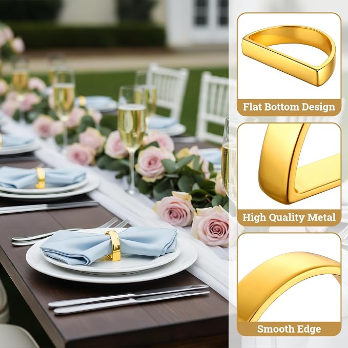 Suream Napkin Holders Set of 12, Stainless Steel Napkin Rings Bulk - Image 3