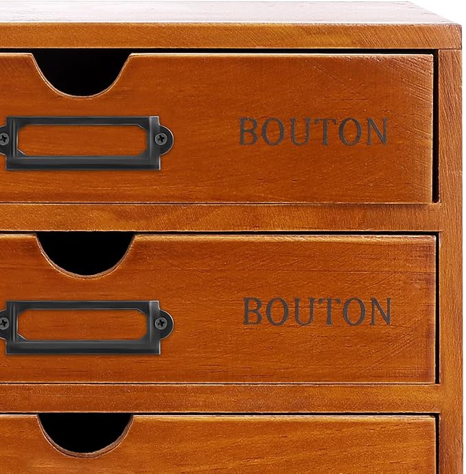 4PCS Stackable Wooden Desk Organizer with Total 16 Drawers, Apothecary Cabinet Library Card Catalog Cabinet Tabletop Vintage Apothecary Chests Cabinets Herb Storage Box with Drawers